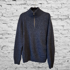 J.CREW Men's Lambswool Sweater 1/4 Zip XL Blue Heather NWOT